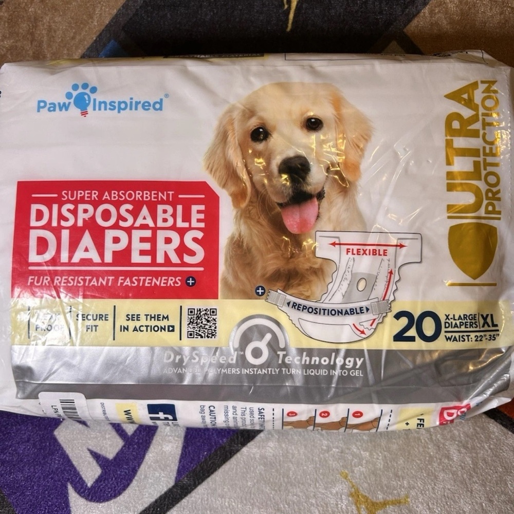 Paw 🐾 Inspired Super Absorbent Diapers X-LARGE 20 pcs. XL DIAPERS WAIST: 22"-35"